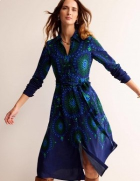 Navy Women's Boden Kate Midi Shirts Dress