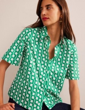 Light Turquoise Women's Boden Short Sleeve Cotton Shirts