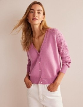 Pink Women's Boden Pointelle Sleeve Cardigan