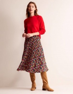 Multicolor Women's Boden Pleated Midi Skirts