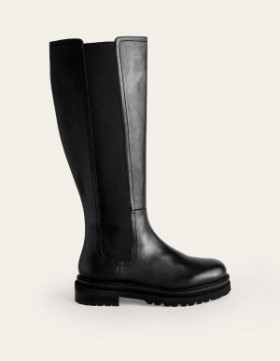 Black Women's Boden Knee-High Chelsea Boots