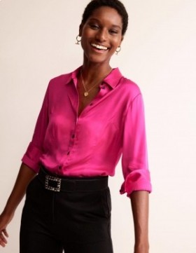 Pink Women's Boden Saskia Satin Shirts