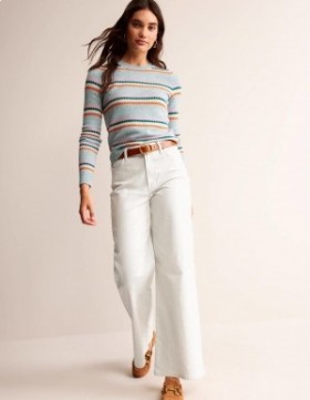 White Women's Boden High Rise Wide Leg Jeans