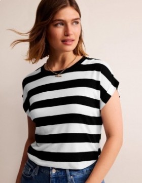 Black / White Women's Boden Tamsin Short Sleeve Tops