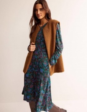Green / Pink Women's Boden Camille Jersey Midi Dress
