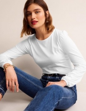 White Women's Boden Supersoft Long Sleeve Tops