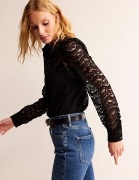 Black Women's Boden Romantic Lace Shirts
