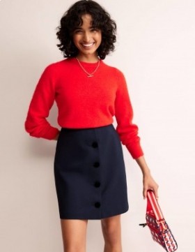 Navy Women's Boden Buttoned Ponte Mini Skirts