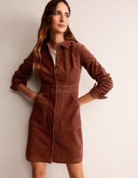 Brown Women's Boden Flora Cord Shirts Dress