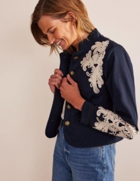 Navy Women's Boden Warwick Embroidered Jacket