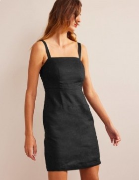 Black Women's Boden Strappy Linen Mini Dress