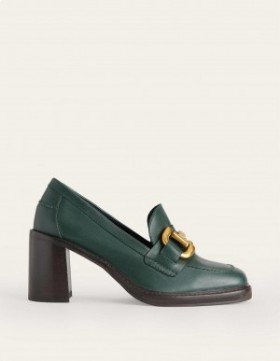 Dark Green Women's Boden Iris Snaffle Heeled Loafers