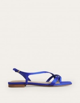 Light Blue Women's Boden Satin Toe Loop Flat Sandals