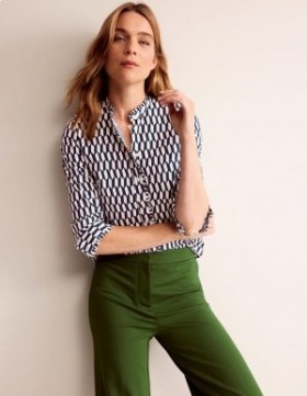 White Women's Boden Ruffled Cotton-Poplin Shirts