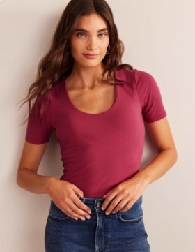 Red Women's Boden Double Layer Short Sleeve Tops