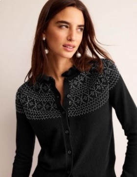 Black Women's Boden Embellished Yoke Cardigan