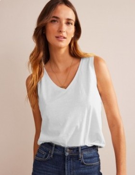 White Women's Boden Regular V-neck Slub Vest