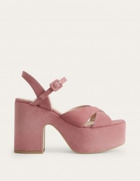Pink Women's Boden Cross Strap Platform Heels