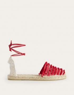 Red Women's Boden Fringe Detail Flat Sandals