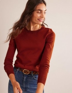 Brown Women's Boden Catriona Cotton Crew Sweater