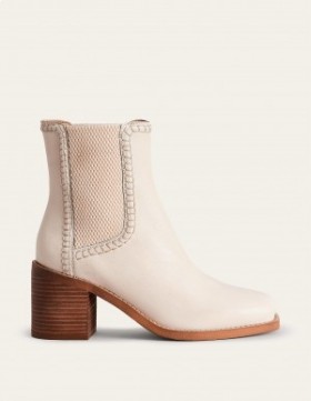 White Women's Boden Block-Heel Chelsea Boots