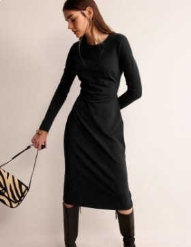 Black Women's Boden Nadia Ponte Midi Dress