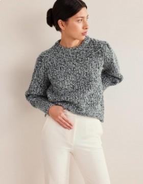 Grey Women's Boden Chunky-Rib Cashmere Sweater