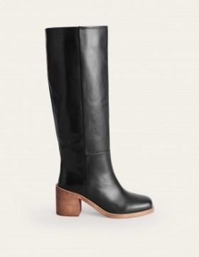 Black Women's Boden Straight Leather Knee-high Boots