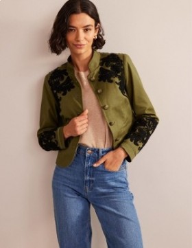 Olive Green Women's Boden Warwick Embroidered Jacket