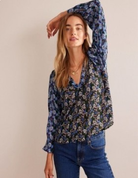 Multicolor Women's Boden Printed V-Neck Blouse Tops