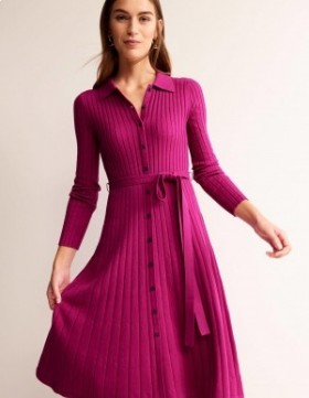 Purple Women's Boden Rachel Knitted Shirts Dress