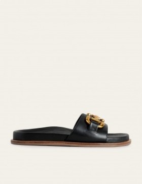 Black Women's Boden Iris Snaffle Slider Sandals