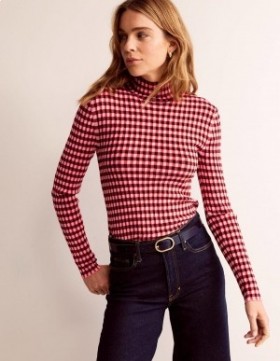 Fuchsia Women's Boden Fitted Check Sweater