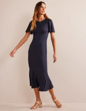 Navy Women's Boden Flippy Jersey Midi Dress