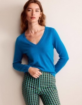 Blue Women's Boden Eva Cashmere V-Neck Sweater