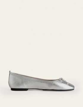 Silver Metal Women's Boden Kitty Flexi Sole Ballet Flats