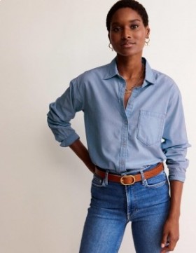Light Blue Women's Boden Relaxed Chambray Shirts