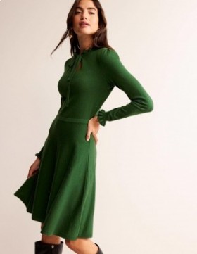 Green Women's Boden Ruffle-Detail Dress
