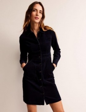 Navy Women's Boden Flora Cord Shirts Dress