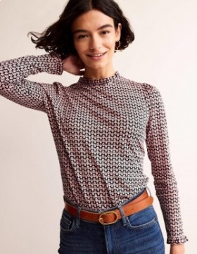 Black Women's Boden Supersoft Frill Detail Tops