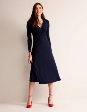 Navy Women's Boden Empire Ruched Waist Dress