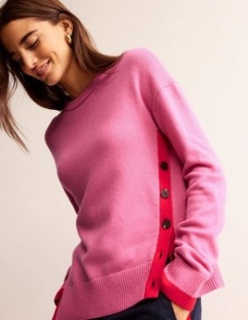 Pink Women's Boden Alma Contrast Trim Sweater