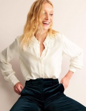 White Women's Boden Lace-Collar Shirts