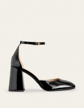 Black Women's Boden Patent-Leather Court Shoes