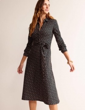 Black Women's Boden Laura Jersey Midi Shirts Dress