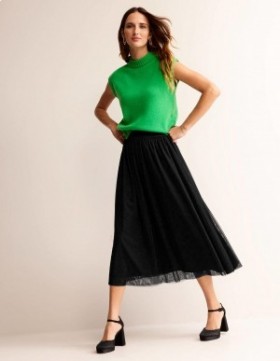 Black Women's Boden Tulle Full Midi Skirts