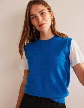Blue Women's Boden Eva Cashmere Tank Cardigan