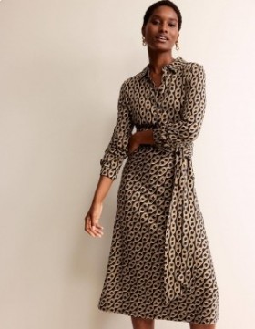 Brown Women's Boden Laura Jersey Midi Shirts Dress