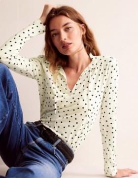White Women's Boden Ruffle V Neck Tops