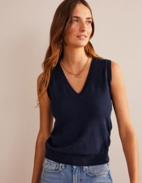 Navy Women's Boden Catriona Cotton V-Neck Cardigan
